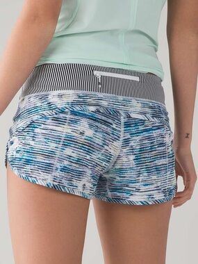 Lululemon Speed Shorts 2.5 Blurry Belle Print Blue Purple-Yellow Low Rise Size 6